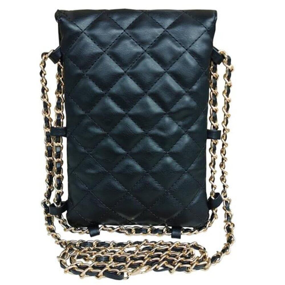 Cell Phone Crossbody Bag Quilted Vegan Leather Phone Purse with Soft Chain - Picture 9 of 13